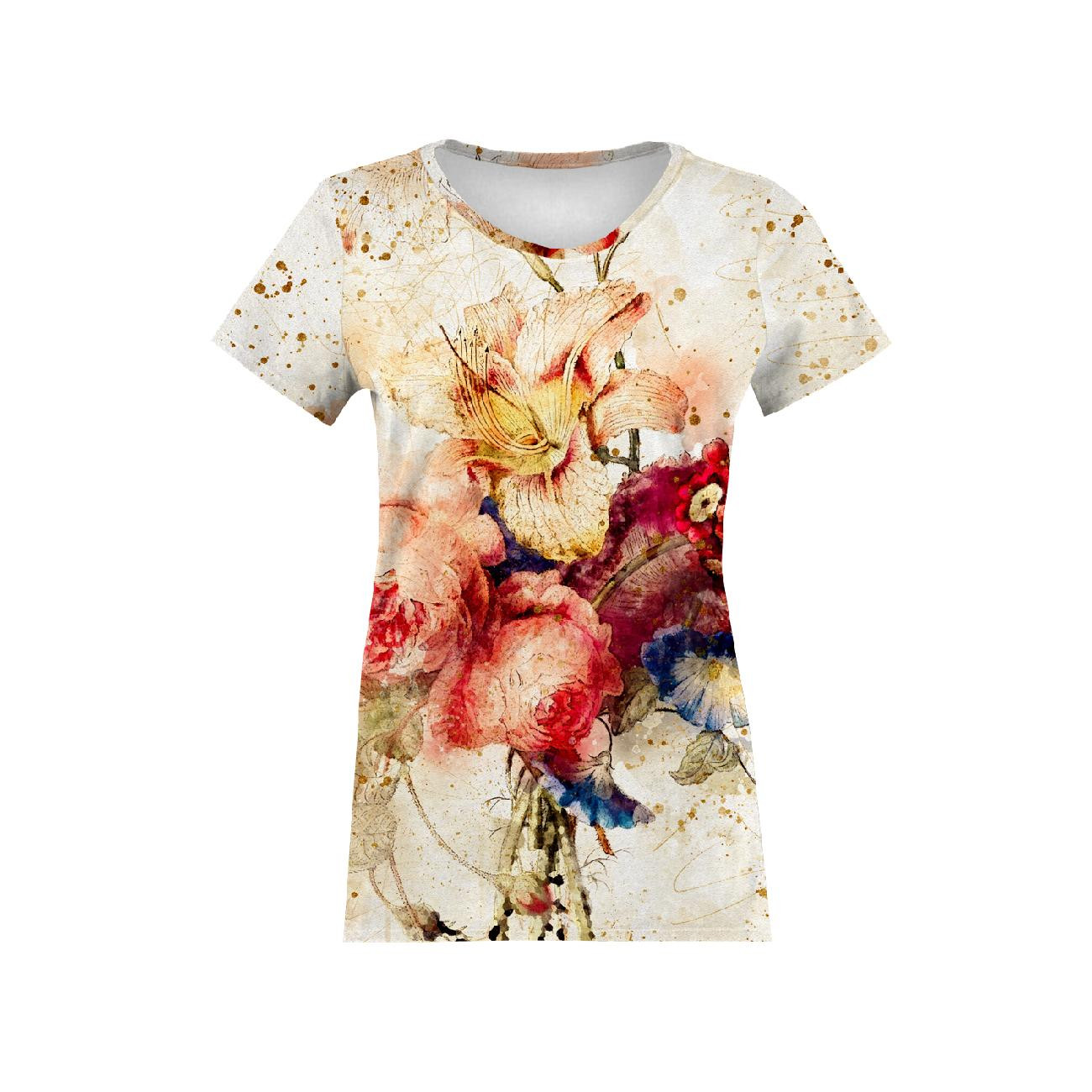 T-SHIRT DAMSKI - WATERCOLOR FLOWERS wz. 5 - single jersey