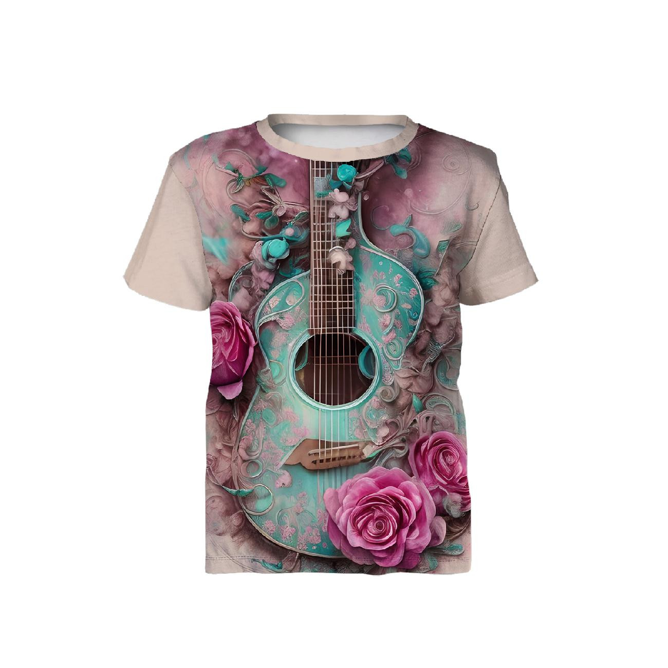 T-SHIRT DZIECIĘCY - GITARA Z RÓŻAMI - zestaw do uszycia