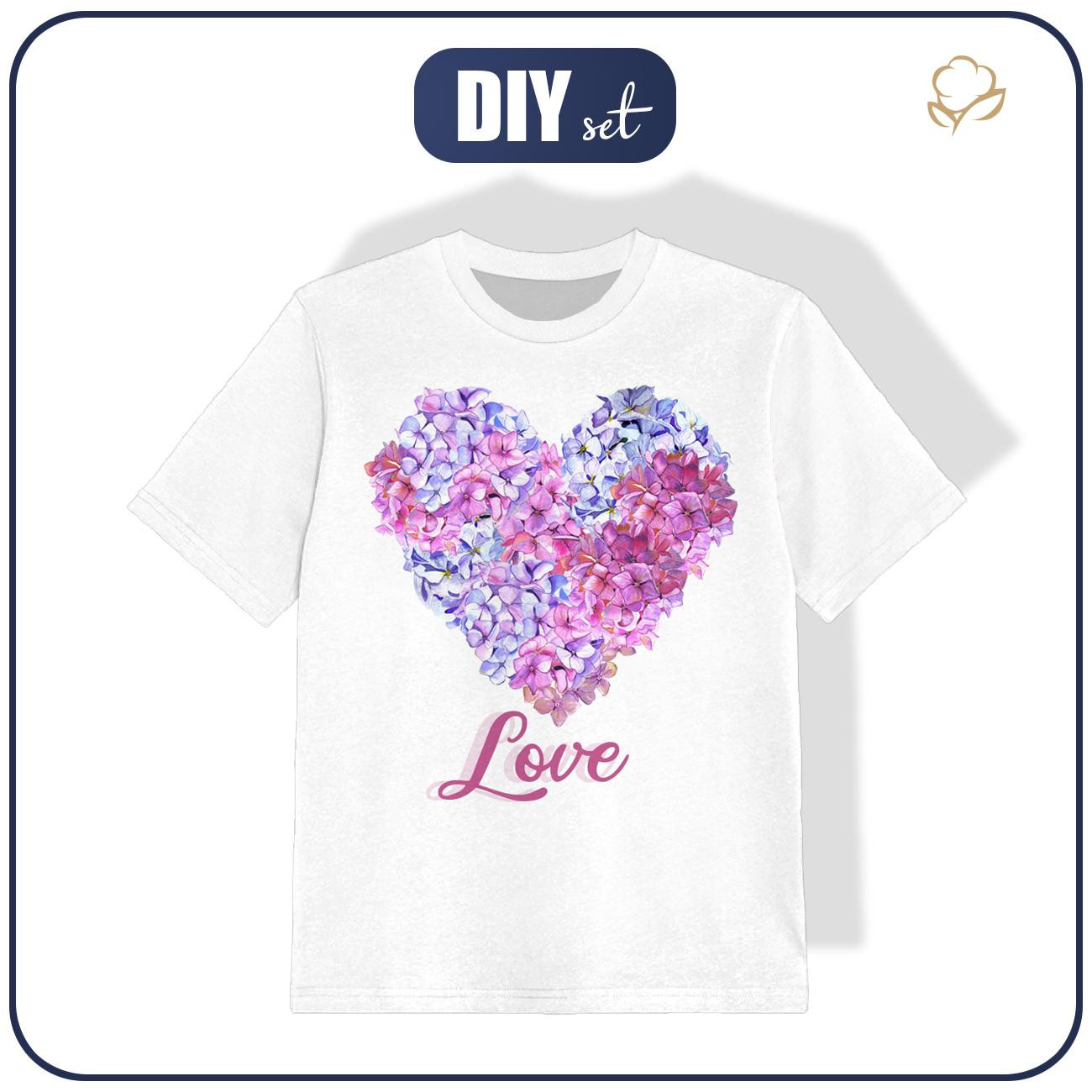 T-SHIRT DZIECIĘCY - SERCE KWIATY / LOVE - ZESTAW DO USZYCIA