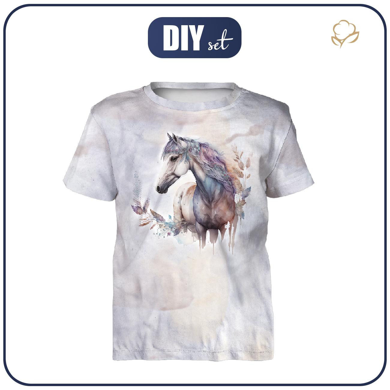 T-SHIRT DZIECIĘCY - WATERCOLOR HORSE - zestaw do uszycia