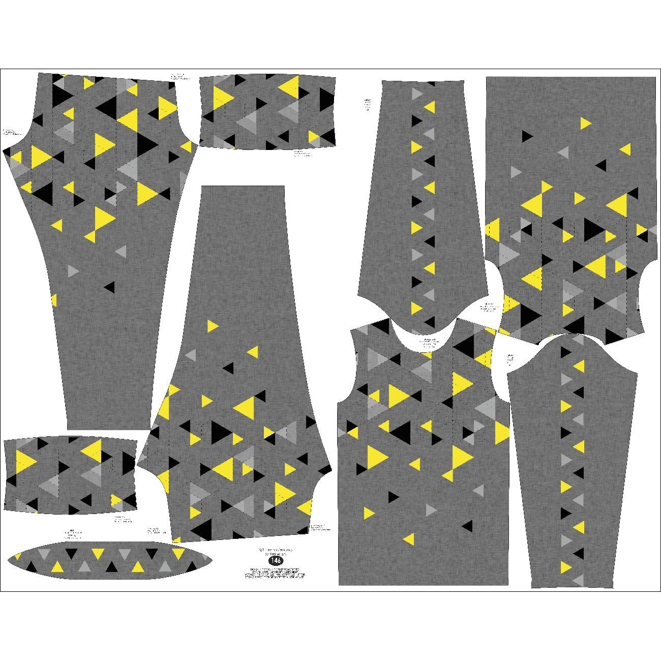 THERMO KOMPLET DZIEWCZĘCY (NANCY) - TRÓJKATY GEOMETRYCZNE ŻÓŁTY 2 - zestaw do uszycia