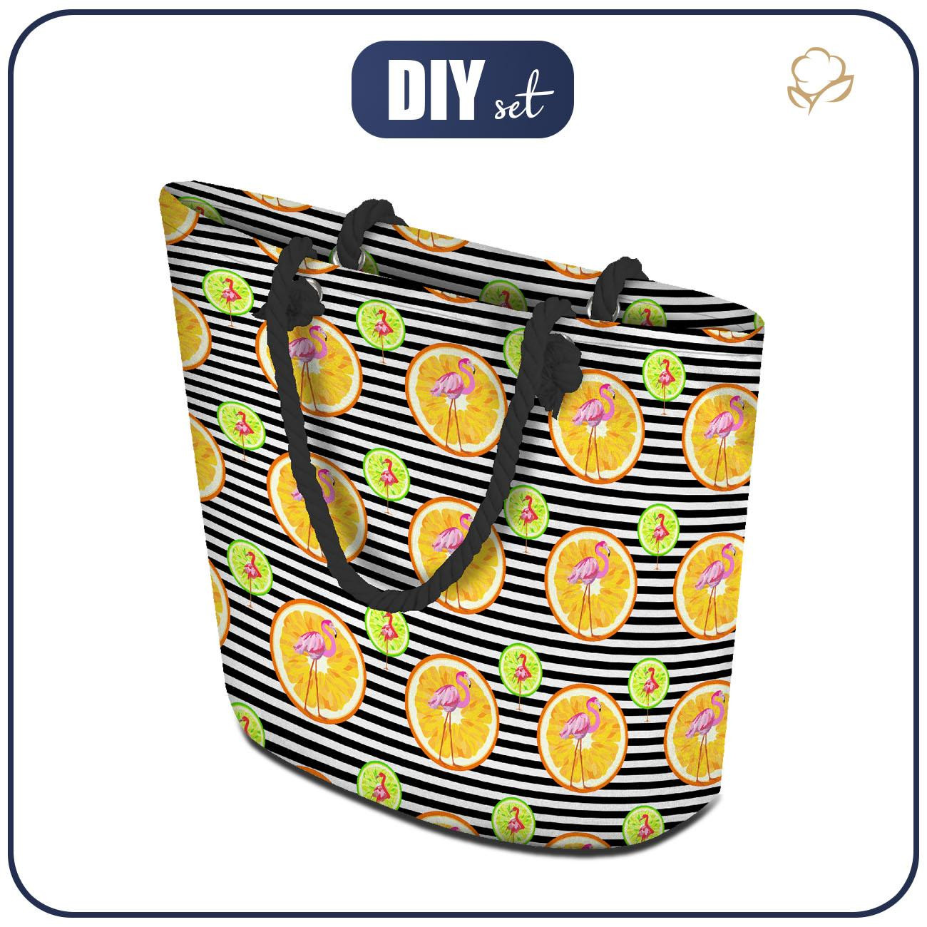 TORBA SHOPPER - CYTRUSOWE FLAMINGI - zestaw do uszycia