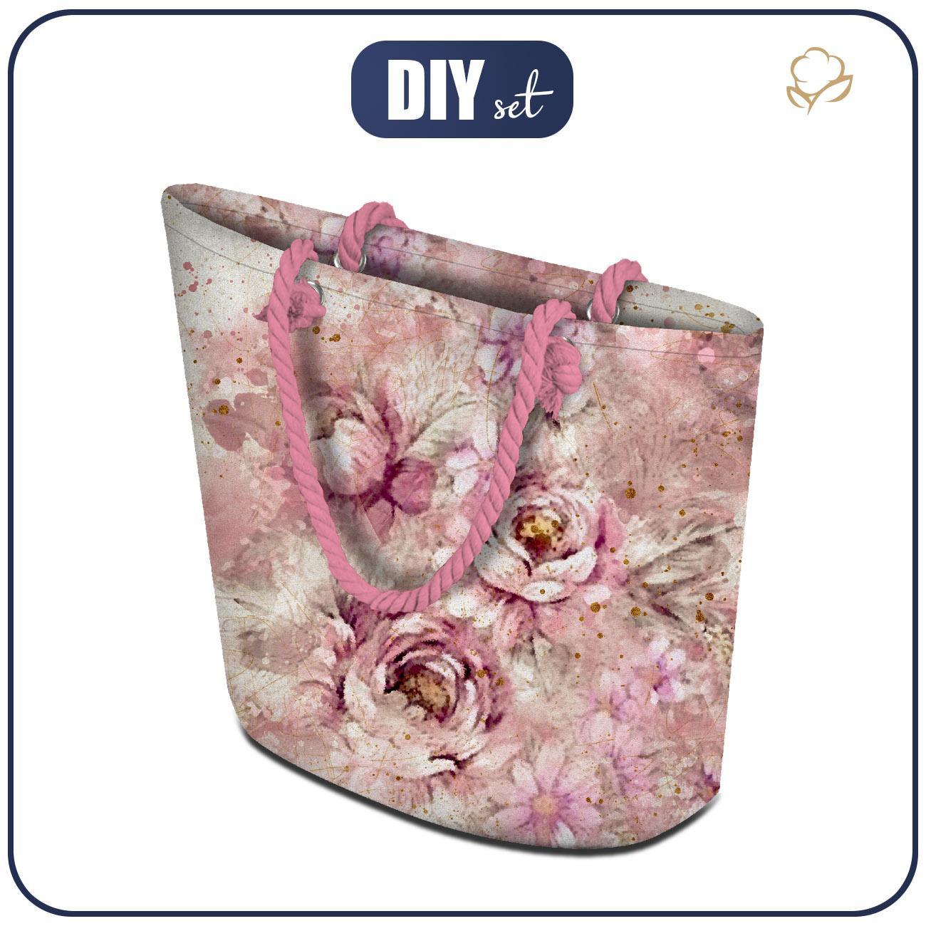 TORBA SHOPPER - WATERCOLOR FLOWERS WZ. 6 - zestaw do uszycia