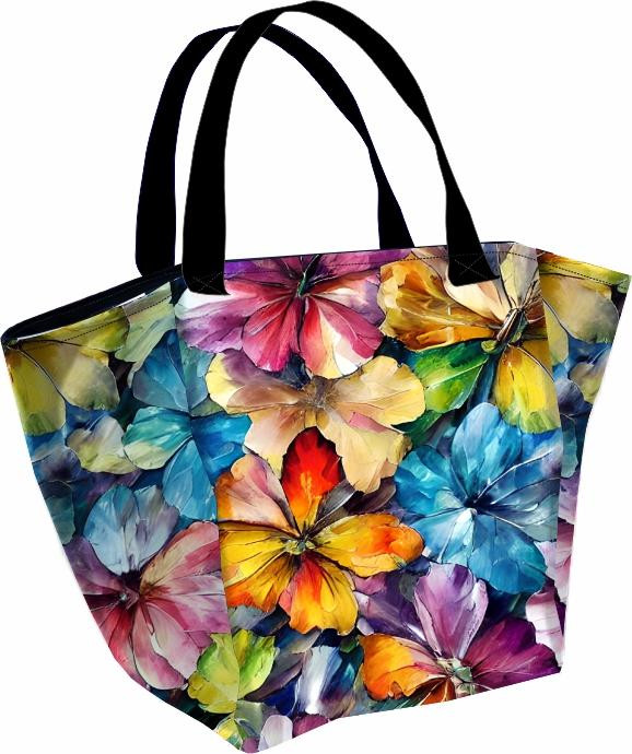 Torba XL z saszetką 2 w 1 - AKWARELOWE KWIATY wz. 8 - zestaw do uszycia