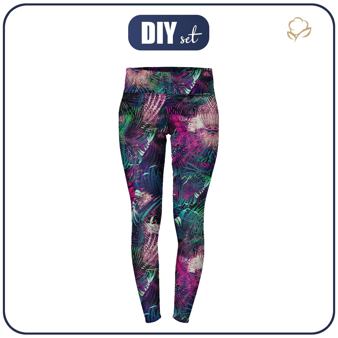 THERMO LEGGINSY DAMSKIE (GRETA) - FANTASY LEAVES - zestaw do uszycia