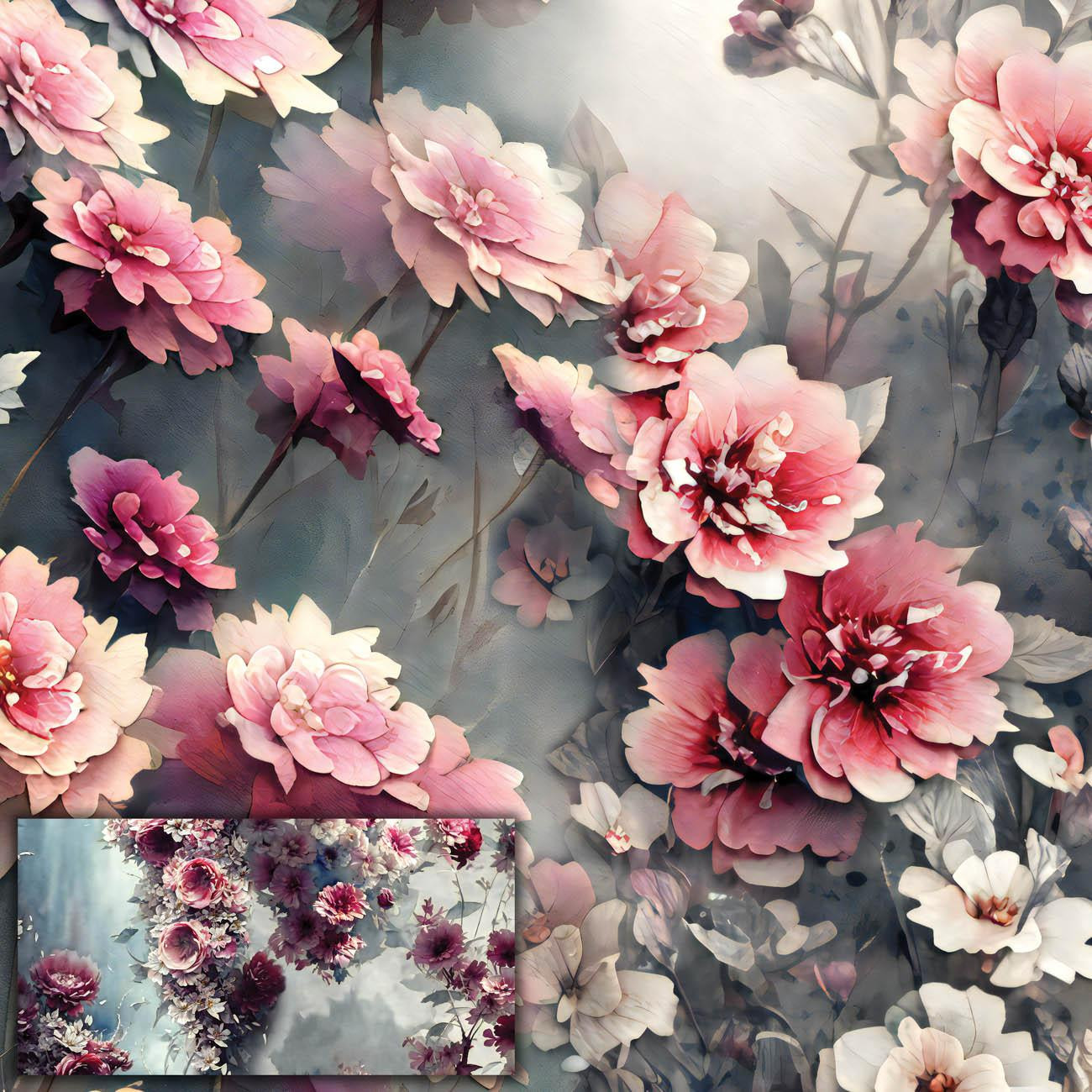 VINTAGE FLOWERS WZ. 3 - PANEL PANORAMICZNY (80cm x 155cm)