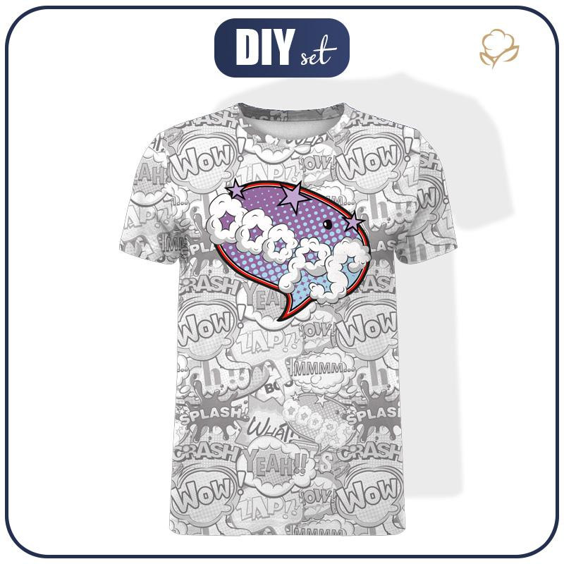 T-SHIRT MĘSKI - KOMIKS / ooops (fioletowo - czerwony)  - single jersey