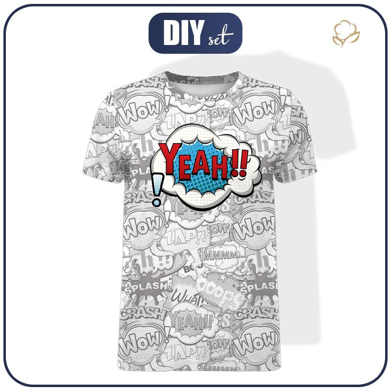 T-SHIRT MĘSKI - KOMIKS / yeah (niebiesko - czerwony) - single jersey