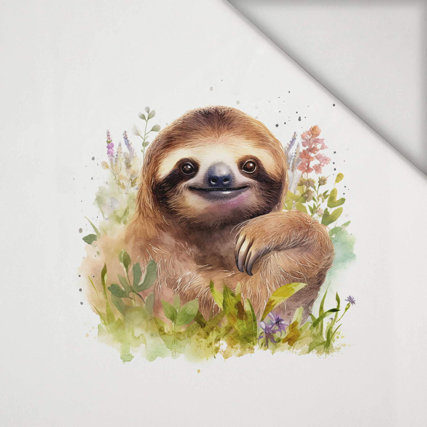 WATERCOLOR SLOTH WZ. 2 - panel (60cm x 50cm) lycra 300g