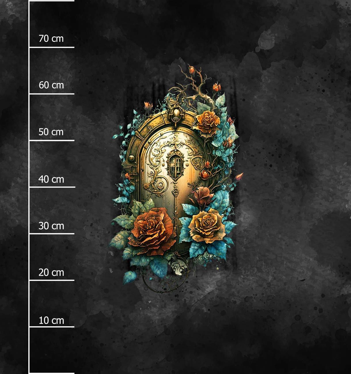 STEAMPUNK FLOWER TEMPLE - PANEL (75cm x 80cm) dzianina pętelkowa z elastanem ITY