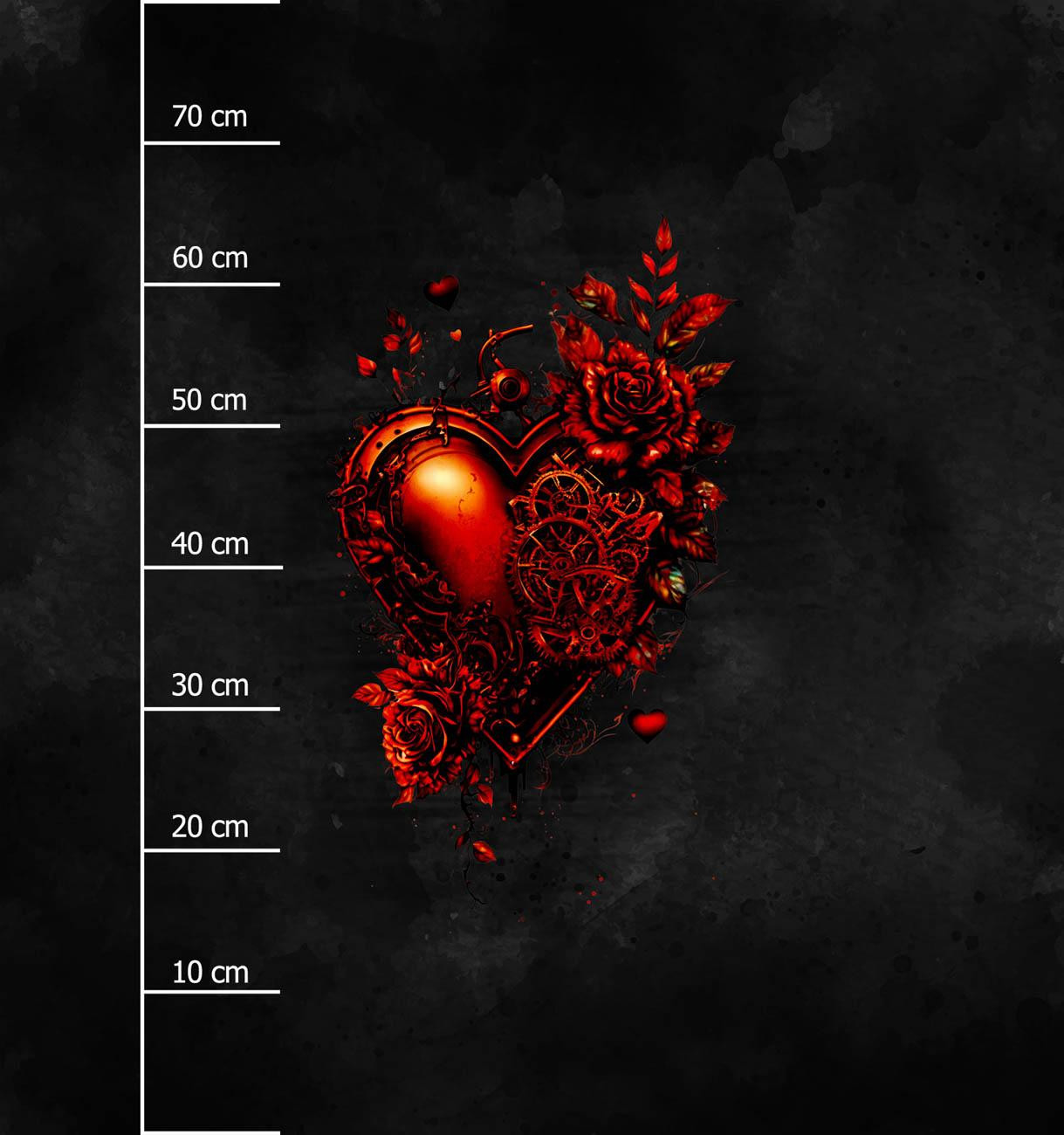 STEAMPUNK HEART - PANEL (75cm x 80cm) Hydrofobowa dzianina drapana 