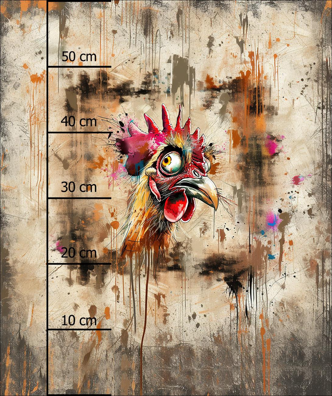 CRAZY CHICKEN - PANEL (60cm x 50cm) dzianina drapana z elastanem ITY