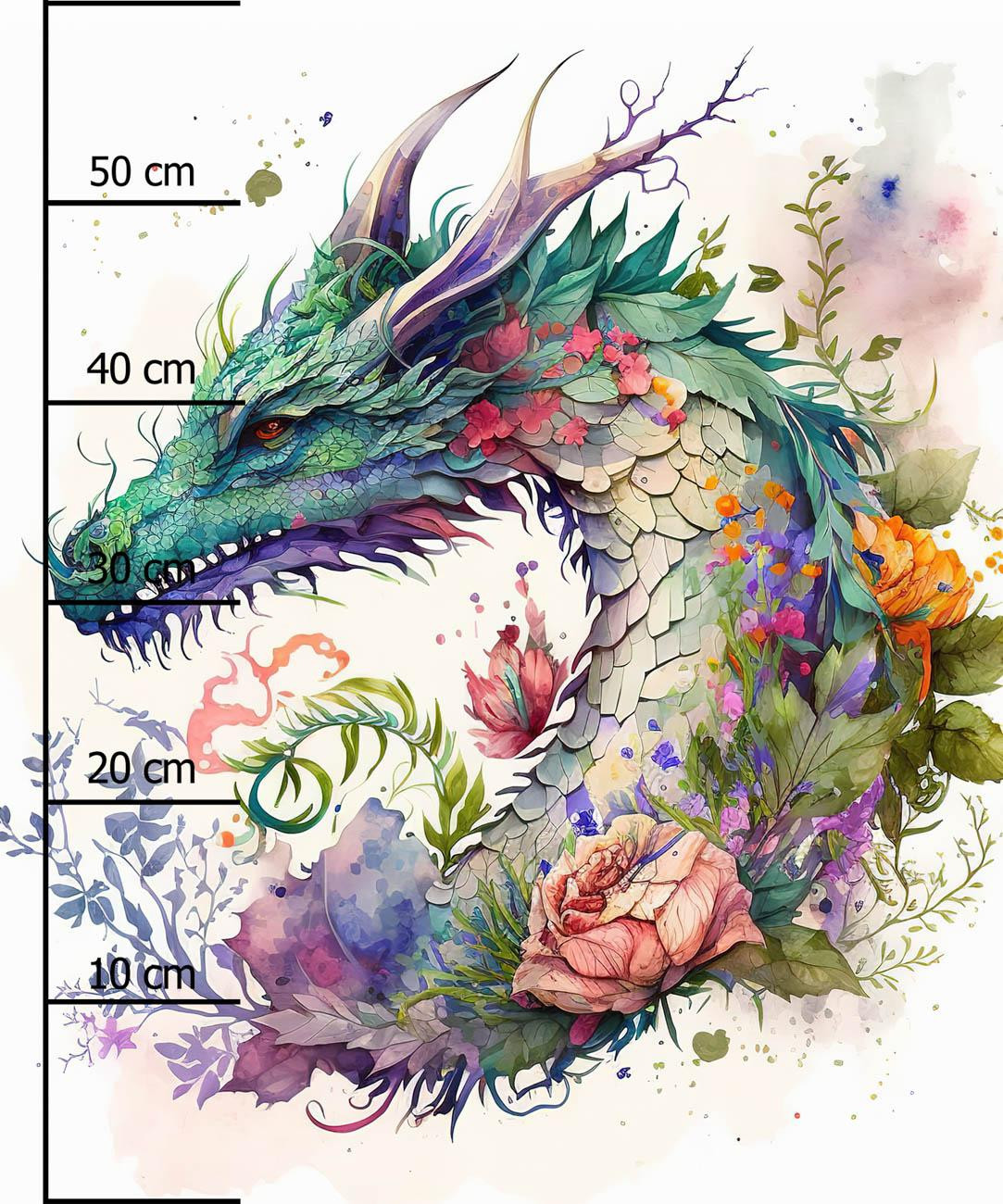 WATERCOLOR DRAGON - panel (60cm x 50cm) lycra 300g