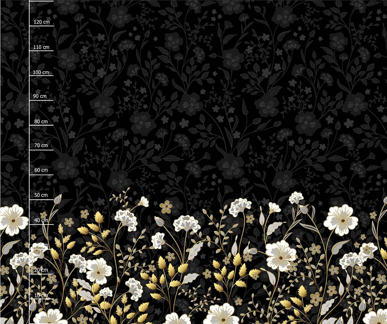 KWIATY (wzór 8) / czarny - panel sukienkowy