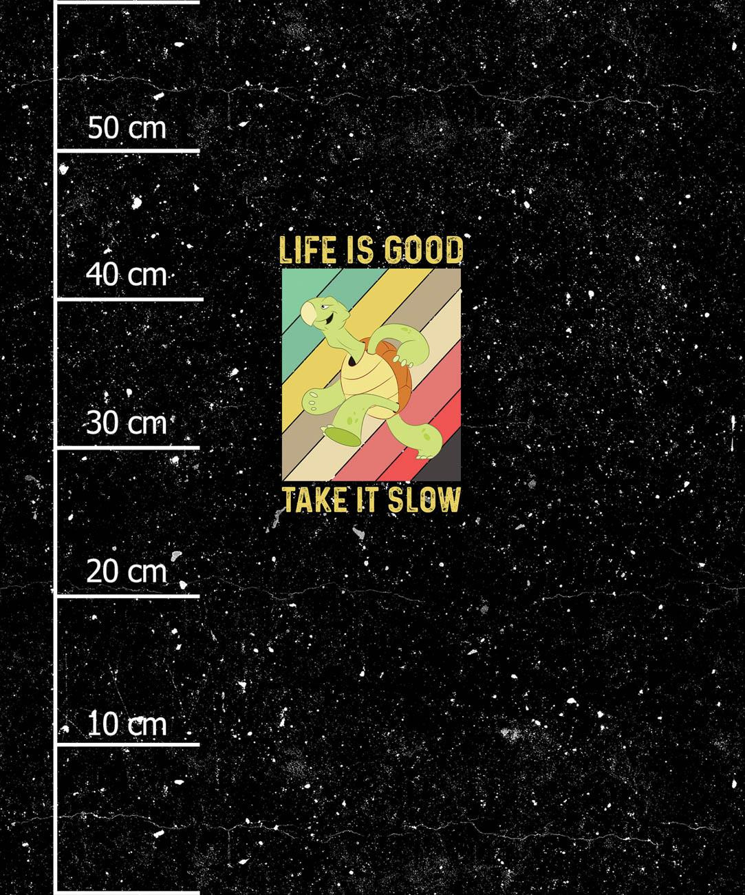LIFE IS GOOD TAKE IT SLOW / czarny - panel (60cm x 50cm)