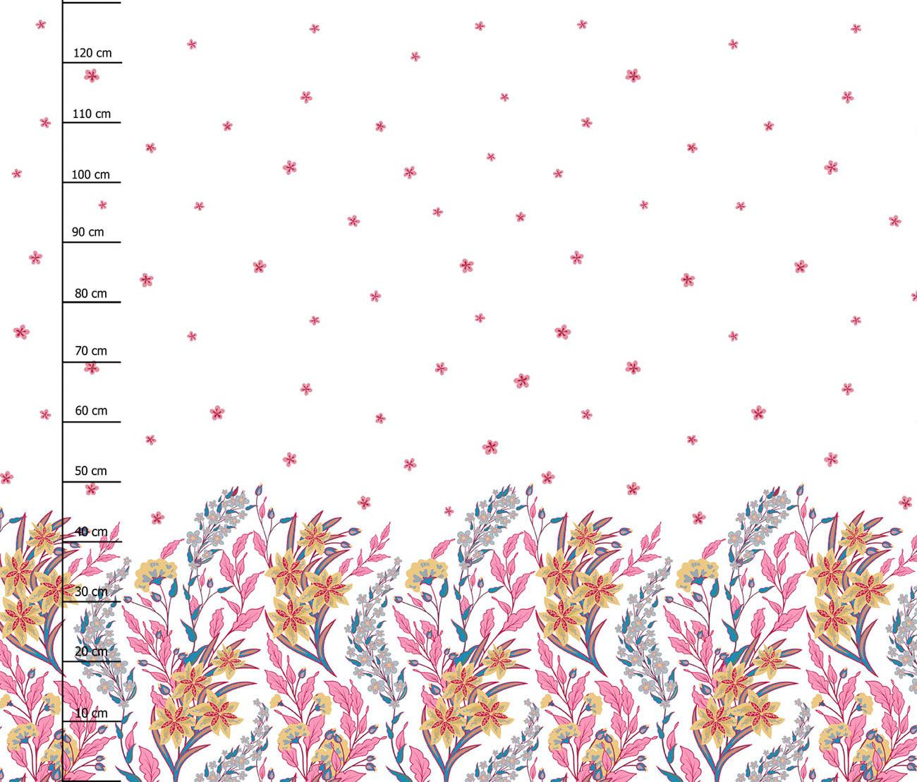 KWIATY (wzór 7) / biały - panel sukienkowy