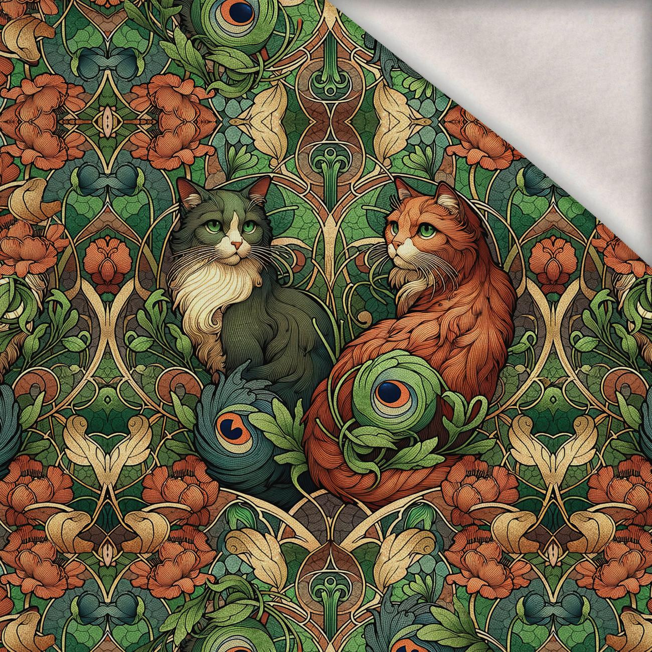 ART NOUVEAU CATS & FLOWERS WZ. 3 - PANEL (75cm x 80cm) dzianina drapana z elastanem ITY