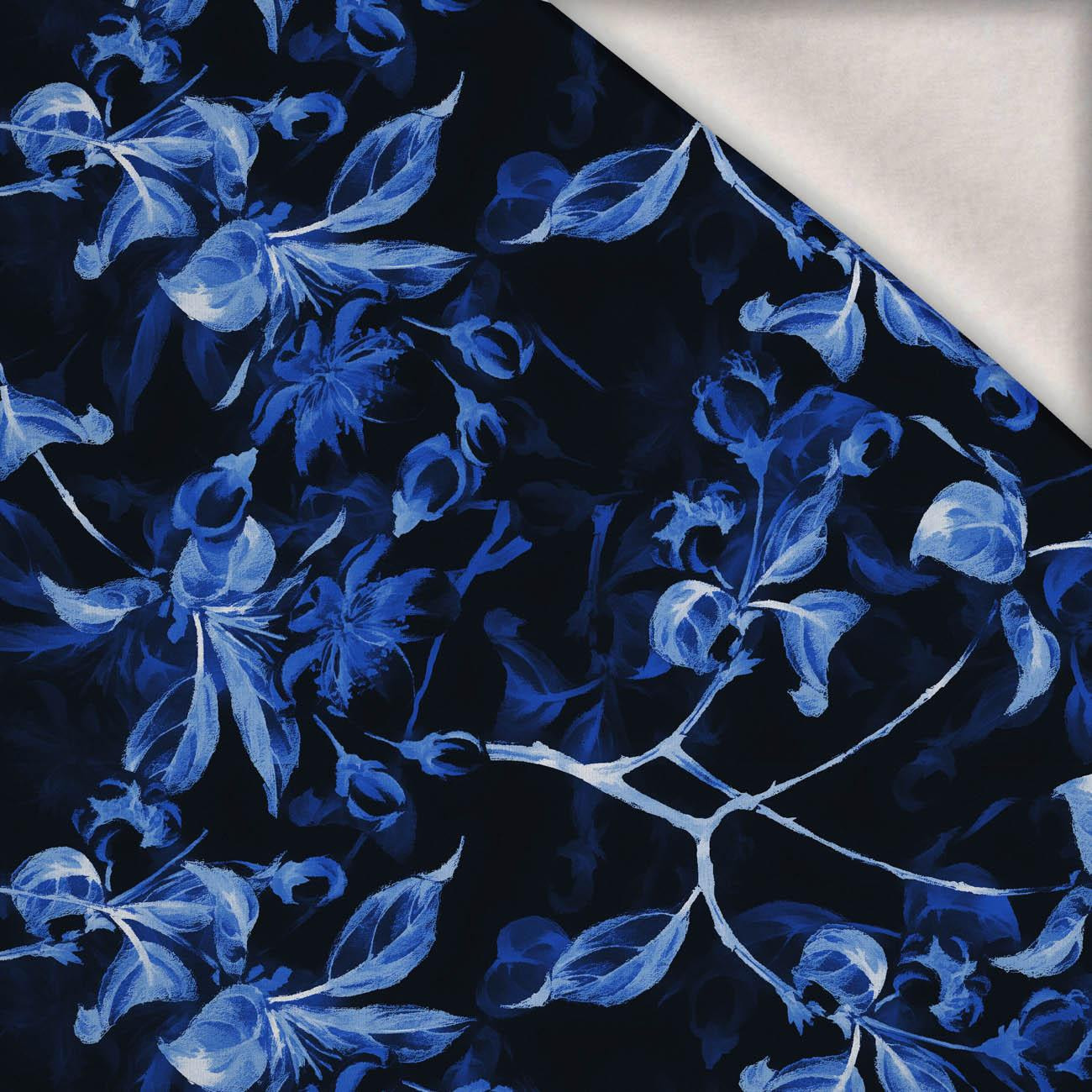 KWIATY JABŁONI wz. 1 (classic blue) / czarny - dzianina drapana z elastanem ITY