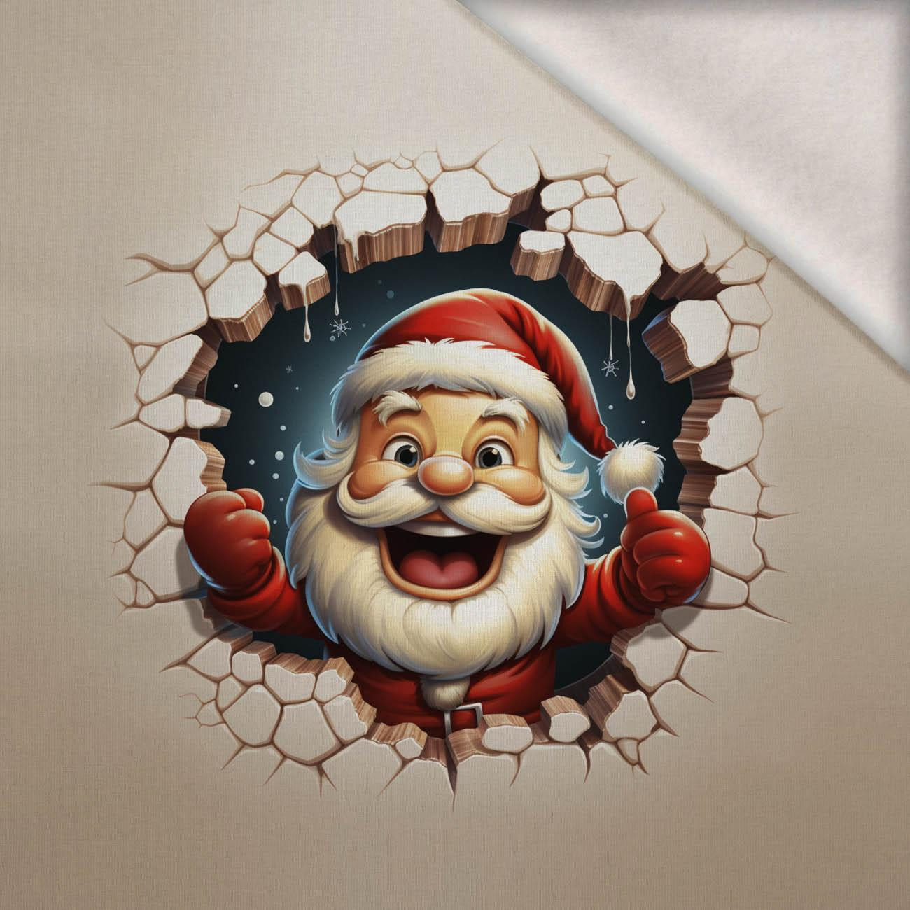 HAPPY SANTA - PANEL (60cm x 50cm) dzianina drapana z elastanem ITY