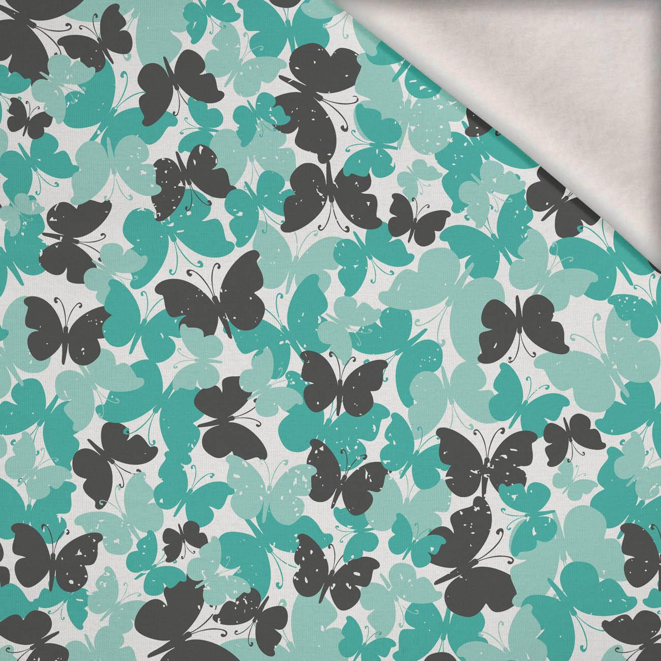 MOTYLKI / aqua  - dzianina drapana z elastanem ITY