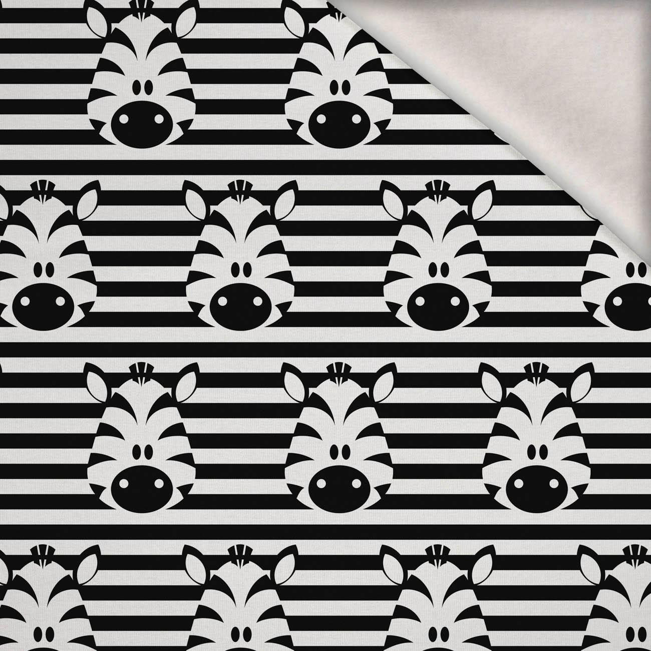 ZEBRY / biały  - dzianina drapana z elastanem ITY