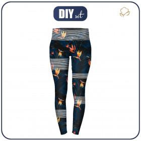 THERMO LEGGINSY DAMSKIE (GRETA) - RAJSKA DŻUNGLA / navy - zestaw do uszycia XS