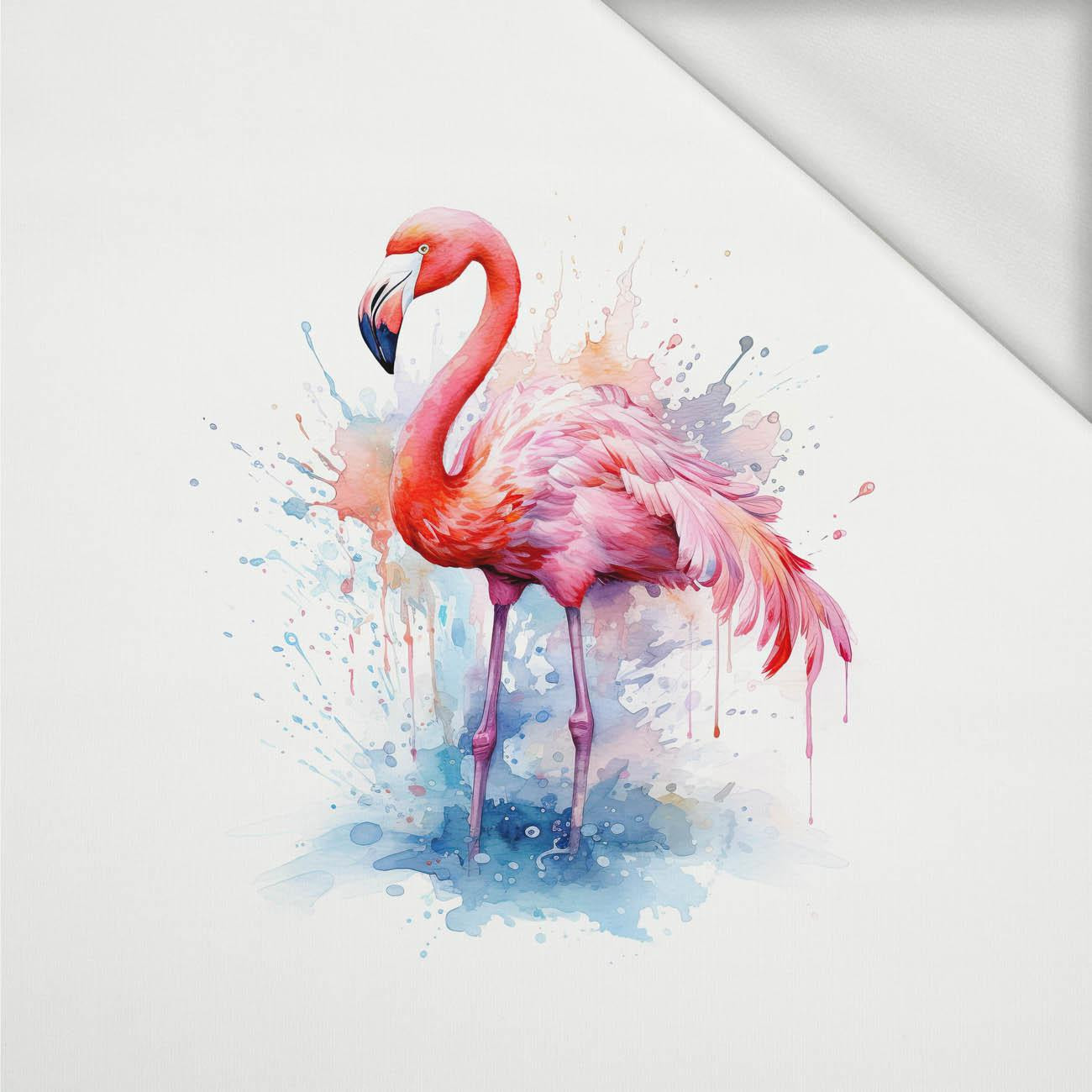 WATERCOLOR FLAMINGO - panel (75cm x 80cm) dzianina pętelkowa