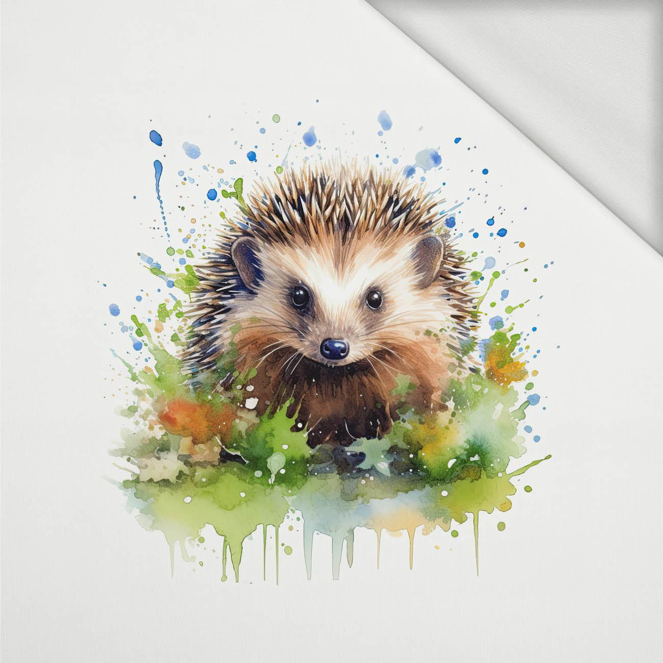 WATERCOLOR HEDGEHOG - panel (75cm x 80cm) dzianina pętelkowa