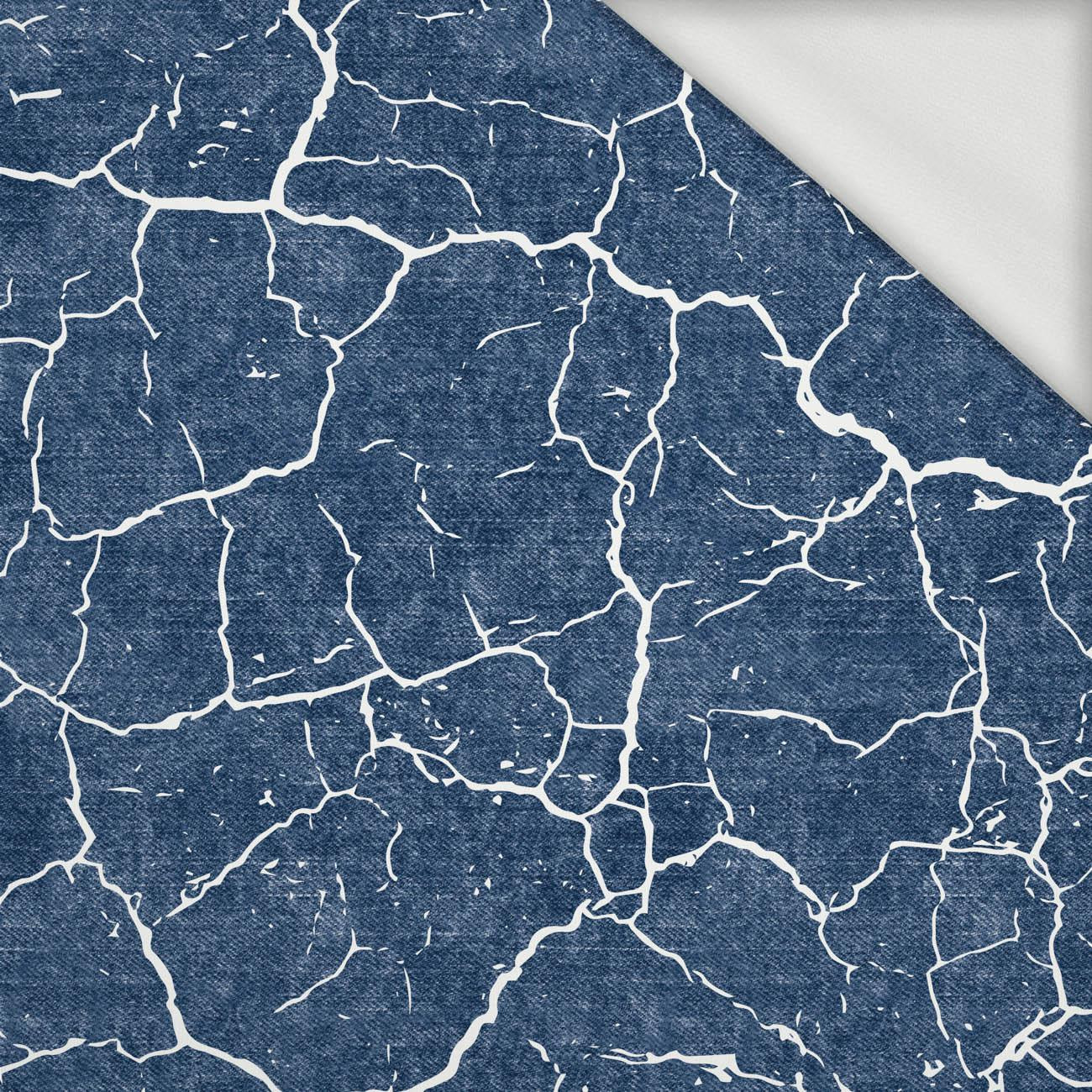 SPĘKANA ZIEMIA (biała) /  ACID WASH (granatowy) - dresówka pętelkowa