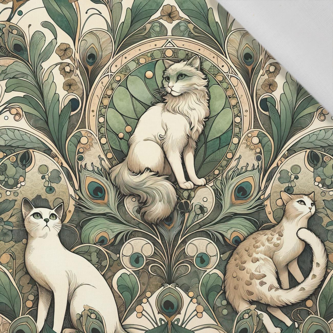 ART NOUVEAU CATS & FLOWERS WZ. 1 - tkanina bawełniana