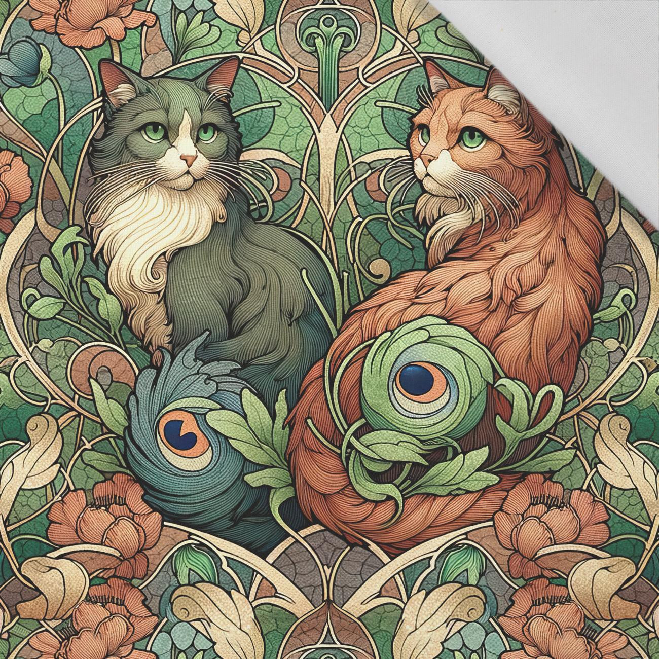 ART NOUVEAU CATS & FLOWERS WZ. 3 - tkanina bawełniana