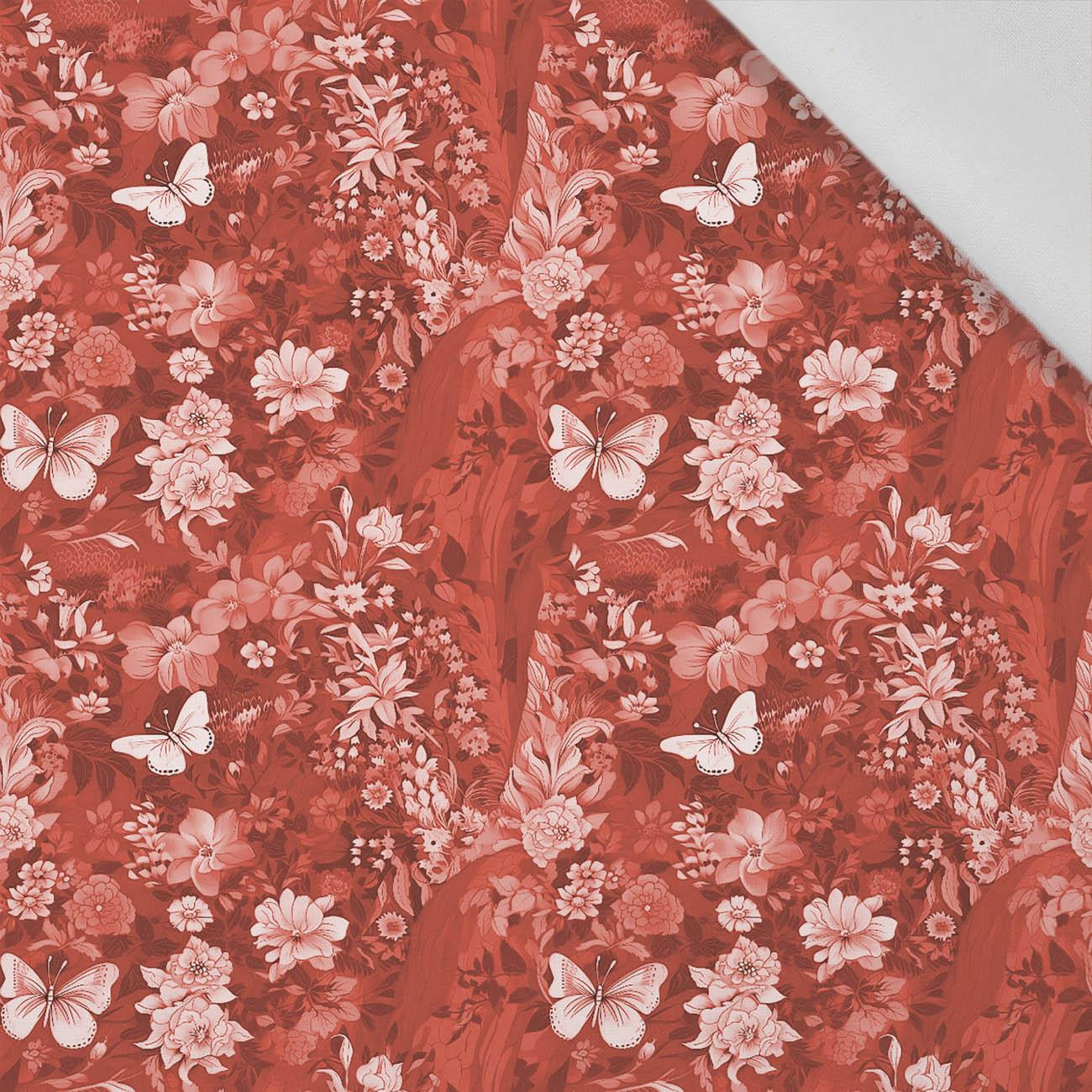 LUSCIOUS RED / FLOWERS - tkanina bawełniana
