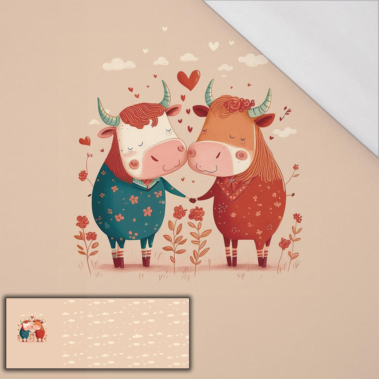 COWS IN LOVE - PANEL PANORAMICZNY SINGLE JERSEY (60cm x 155cm)