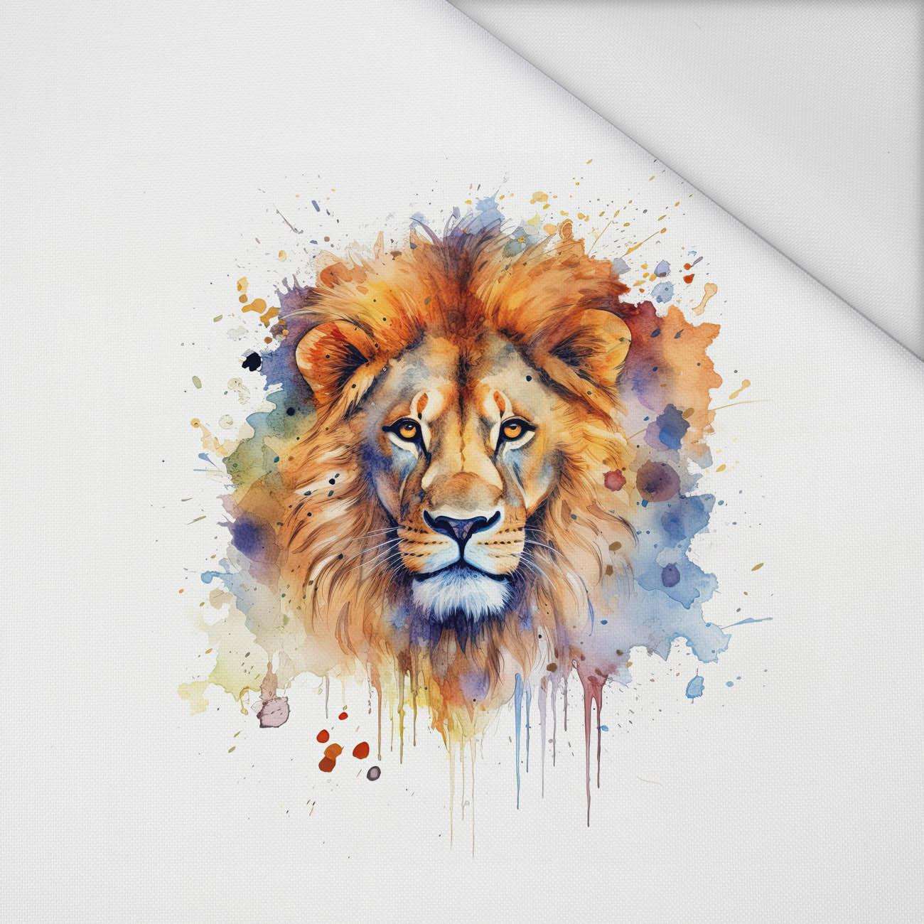 WATERCOLOR LION - PANEL (60cm x 50cm) tkanina wodoodporna