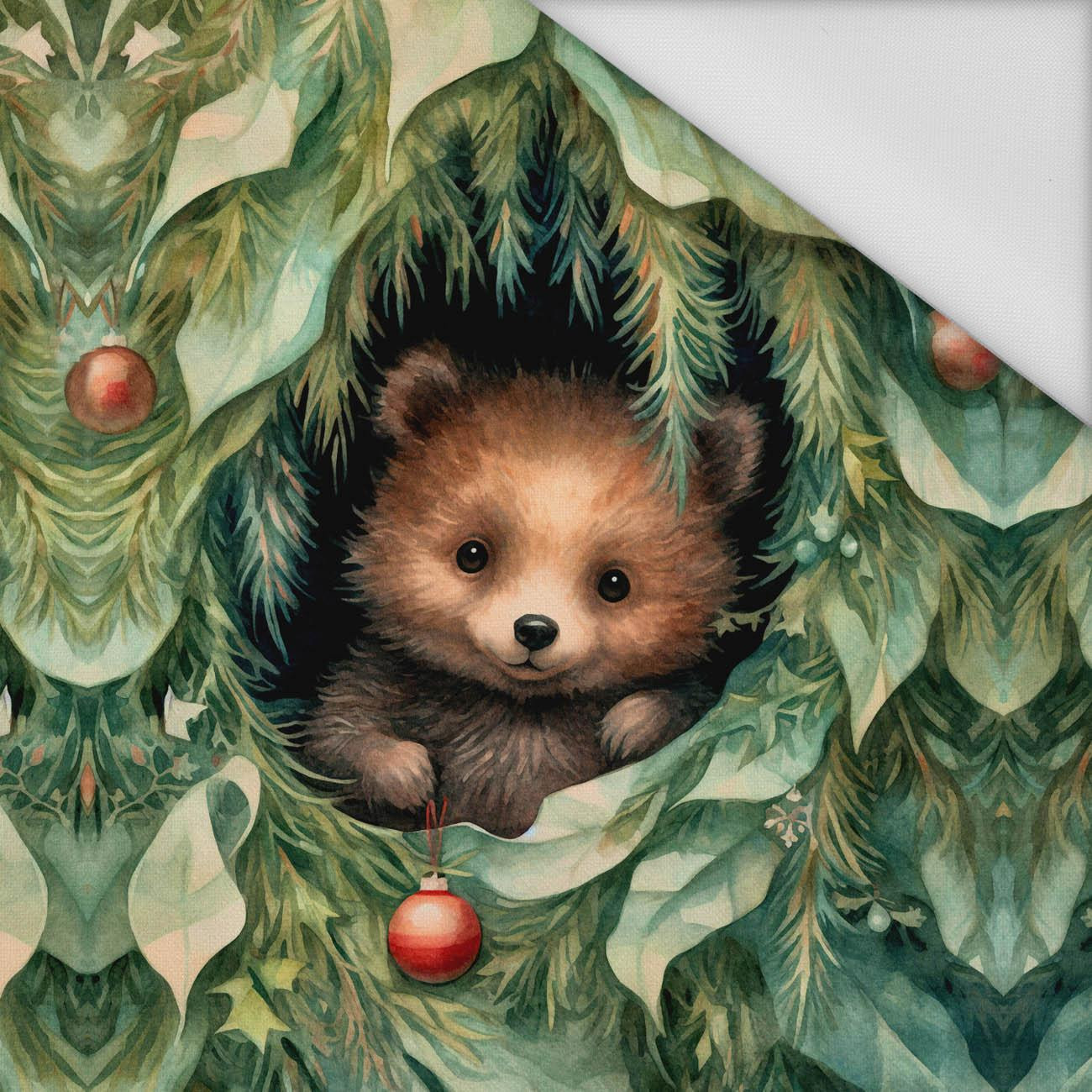 VINTAGE CHRISTMAS BEAR - PANEL (60cm x 50cm) tkanina wodoodporna