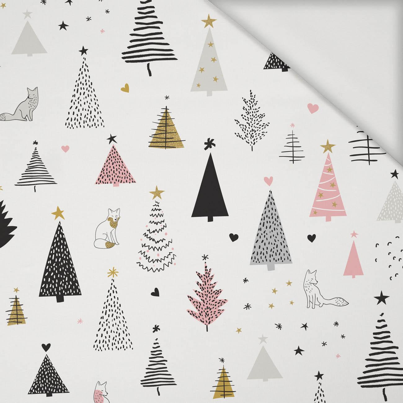 LISKI W CHOINKACH/ Róż kwarcowy - Jersey wiskozowy