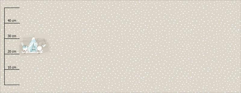 ZWIERZĄTKA W TIPI / BIAŁE ŚLADY / beżowy (MAGICZNY ŚWIĄTECZNY LAS) - panel panoramiczny dzianina pętelkowa