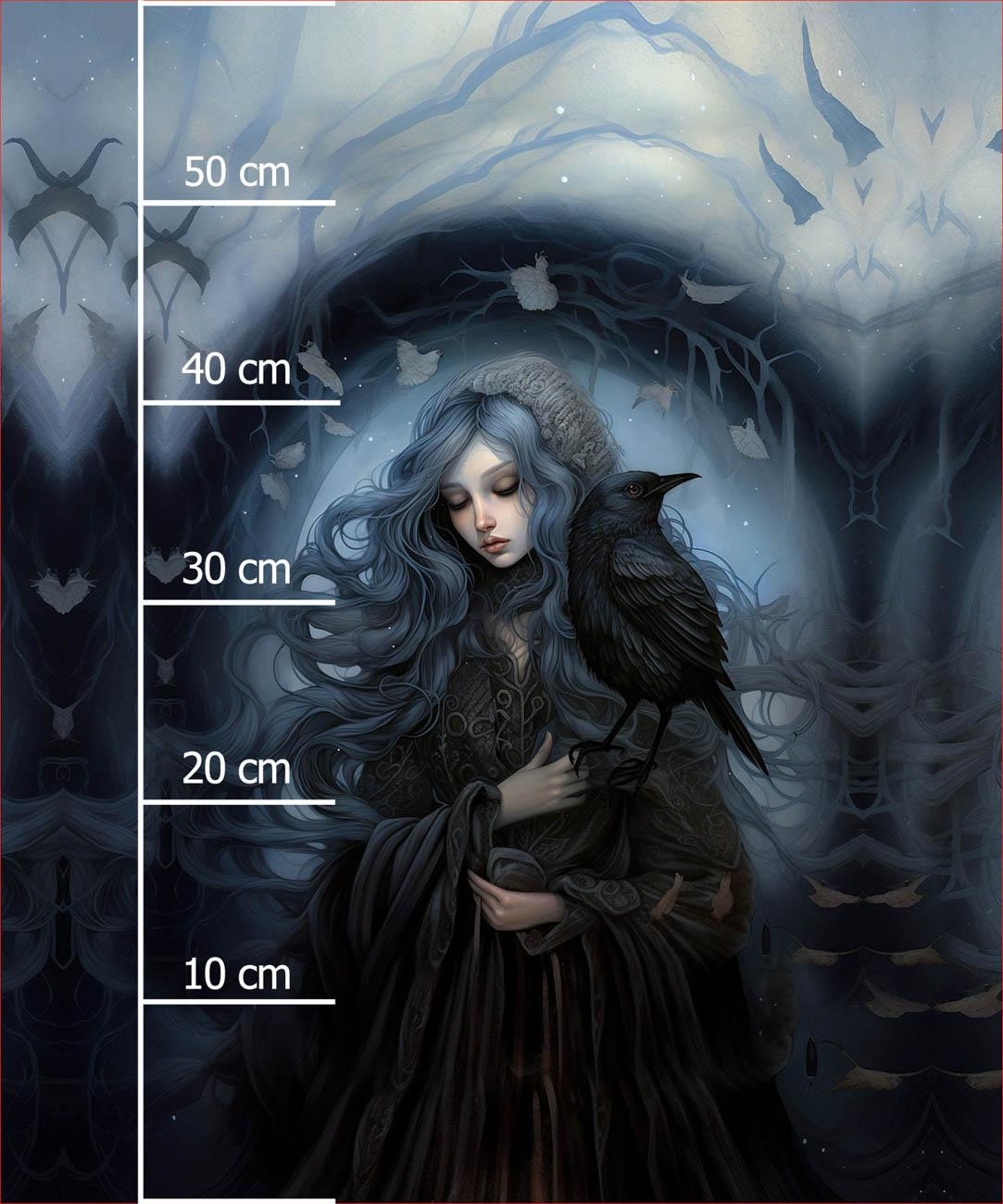 GOTHIC GIRL WZ. 2 - PANEL (60cm x 50cm) dzianina drapana z elastanem ITY