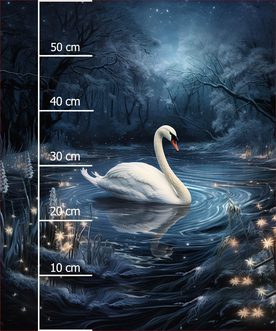 GOTHIC SWAN - PANEL (60cm x 50cm) dzianina drapana z elastanem ITY