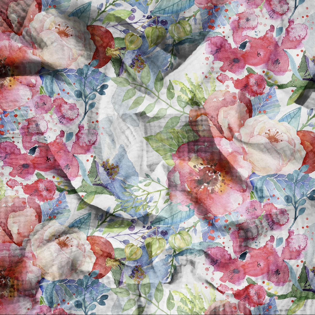 DZIKA RÓŻA WZ. 3 (NA ŁĄCE) - Muślin bawełniany