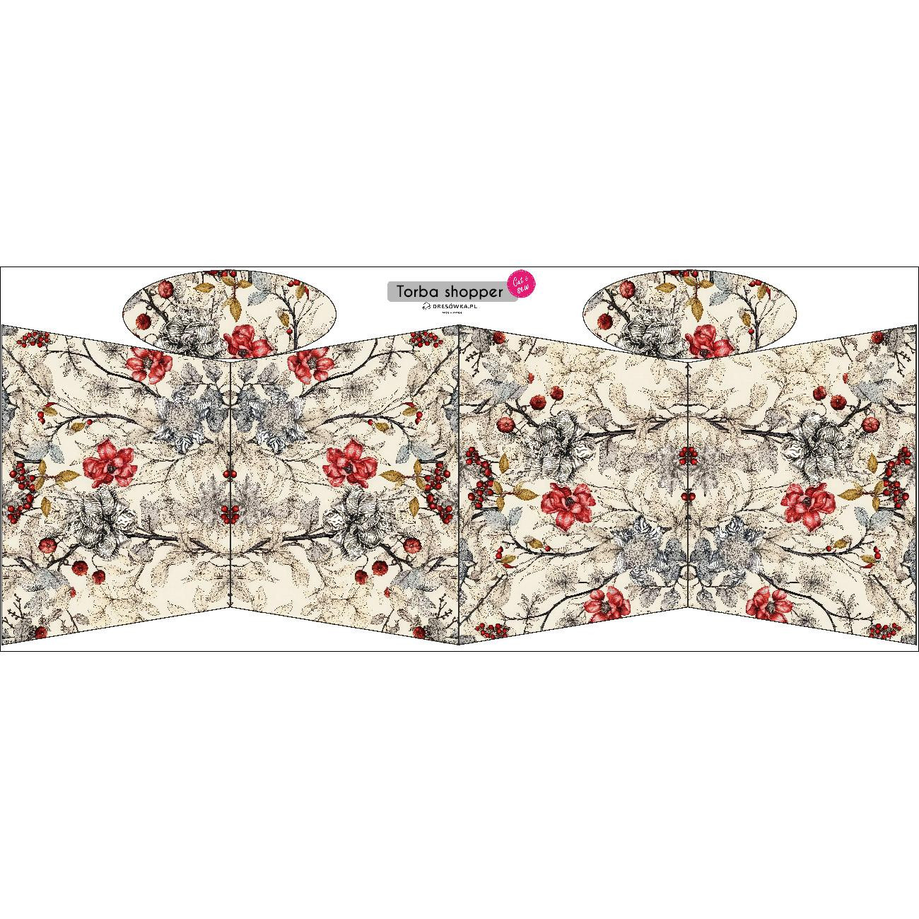 TORBA SHOPPER - FLOWERS WZ.16 - zestaw do uszycia