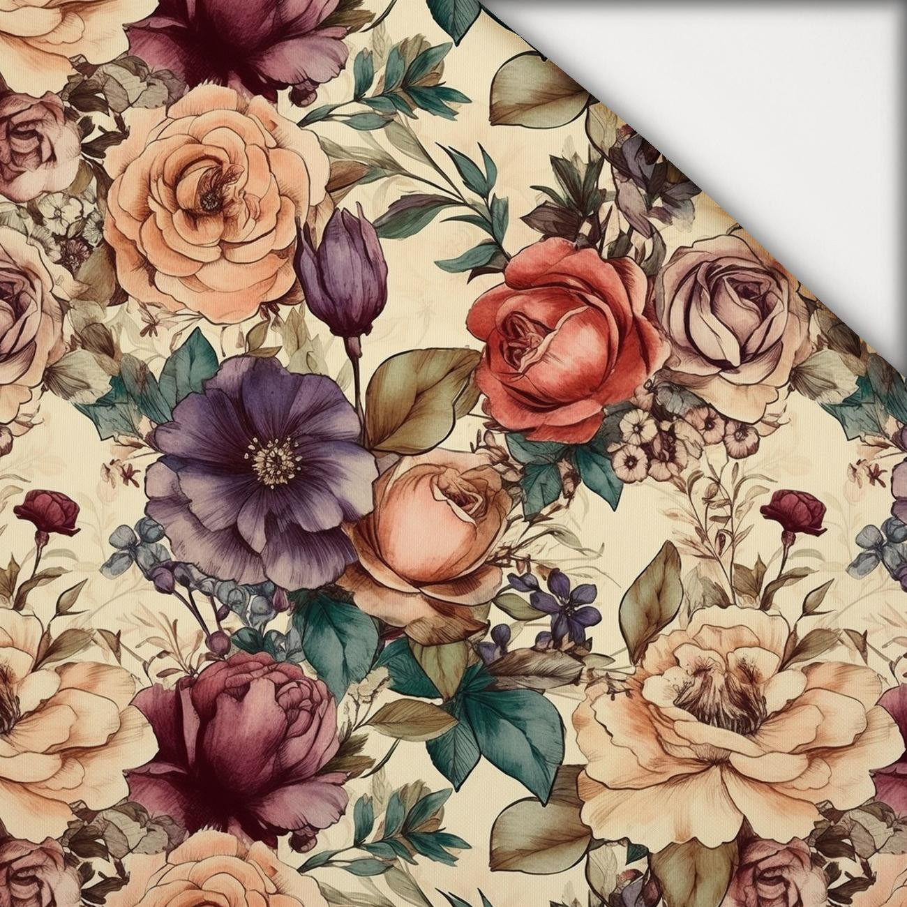 FLOWERS WZ.39 - lekka dzianina drapana