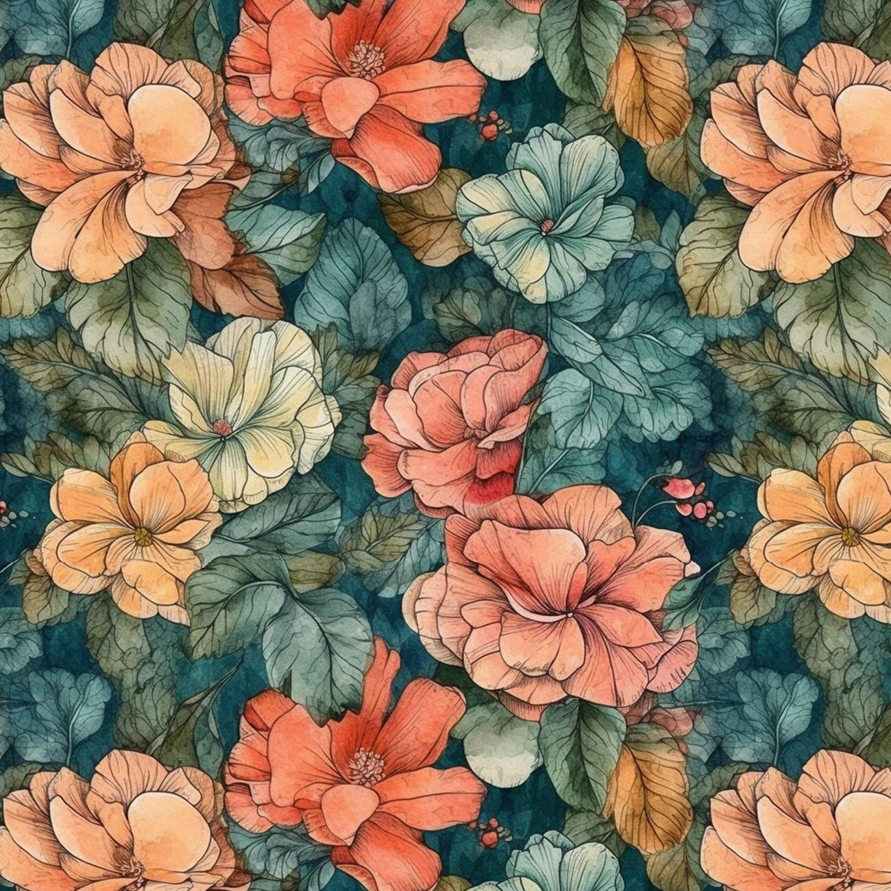 FLOWERS WZ.53 - dzianina drapana z elastanem ITY