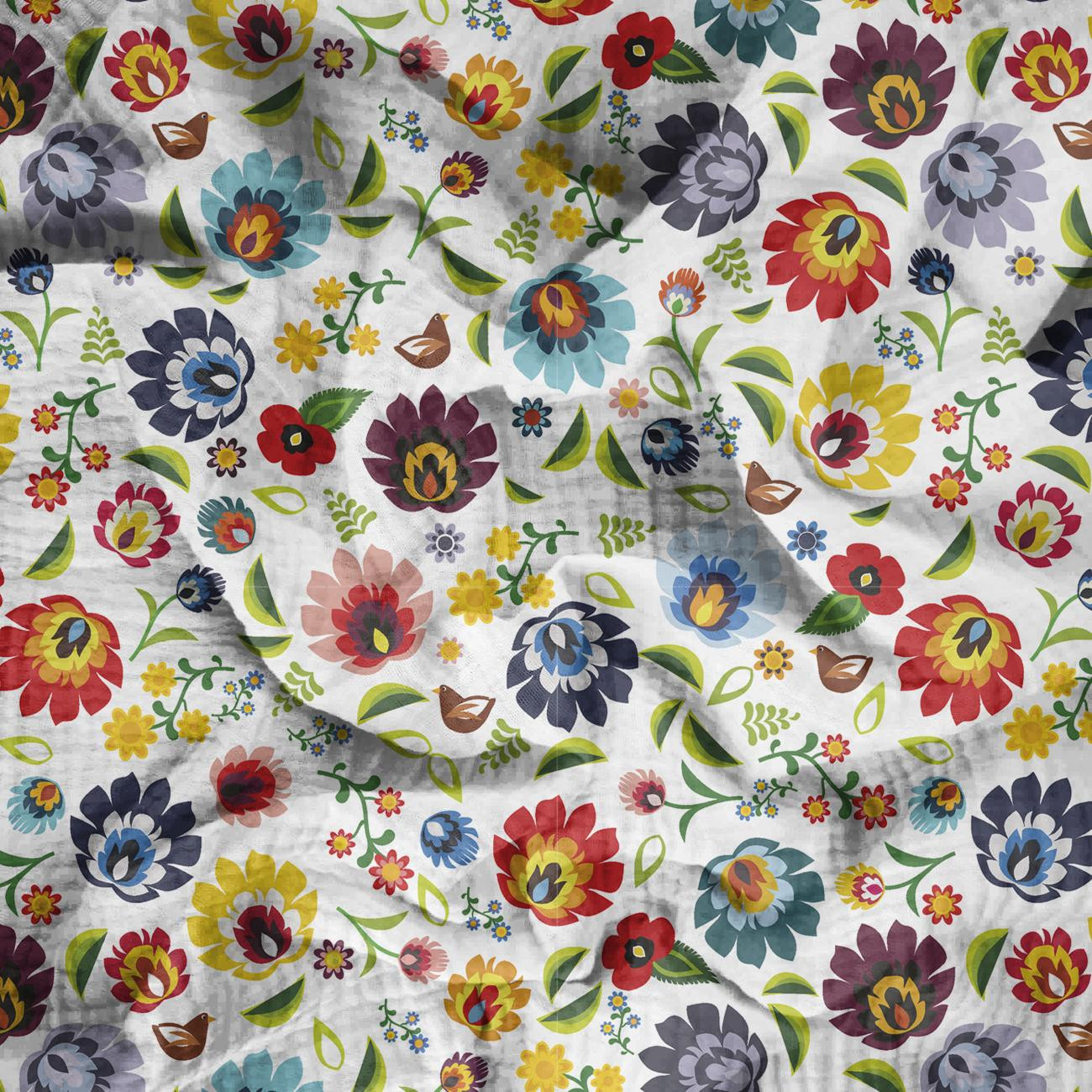 FOLK ŁOWICKI MINI / biały - Muślin bawełniany