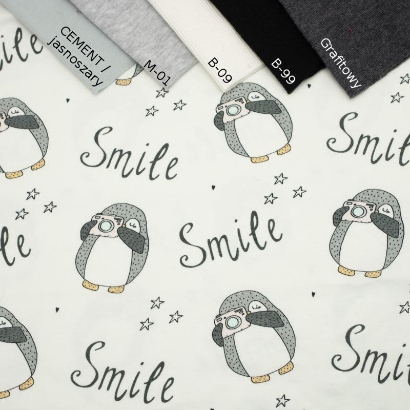 FOTO PINGWIN SMILE / biały - single jersey z elastanem TE210