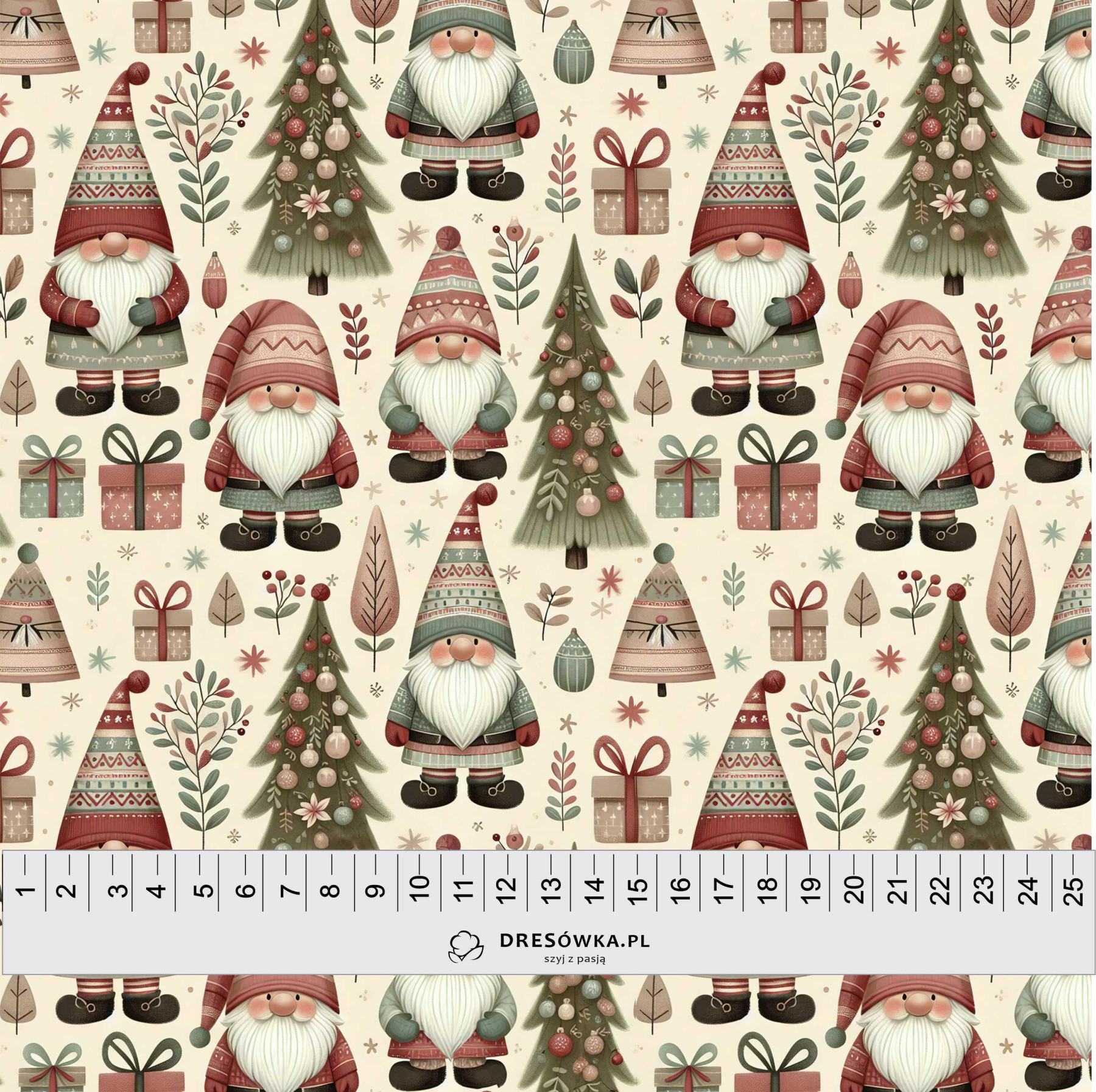 GNOMES CHRISTMAS WZ.1 - dzianina drapana z elastanem ITY