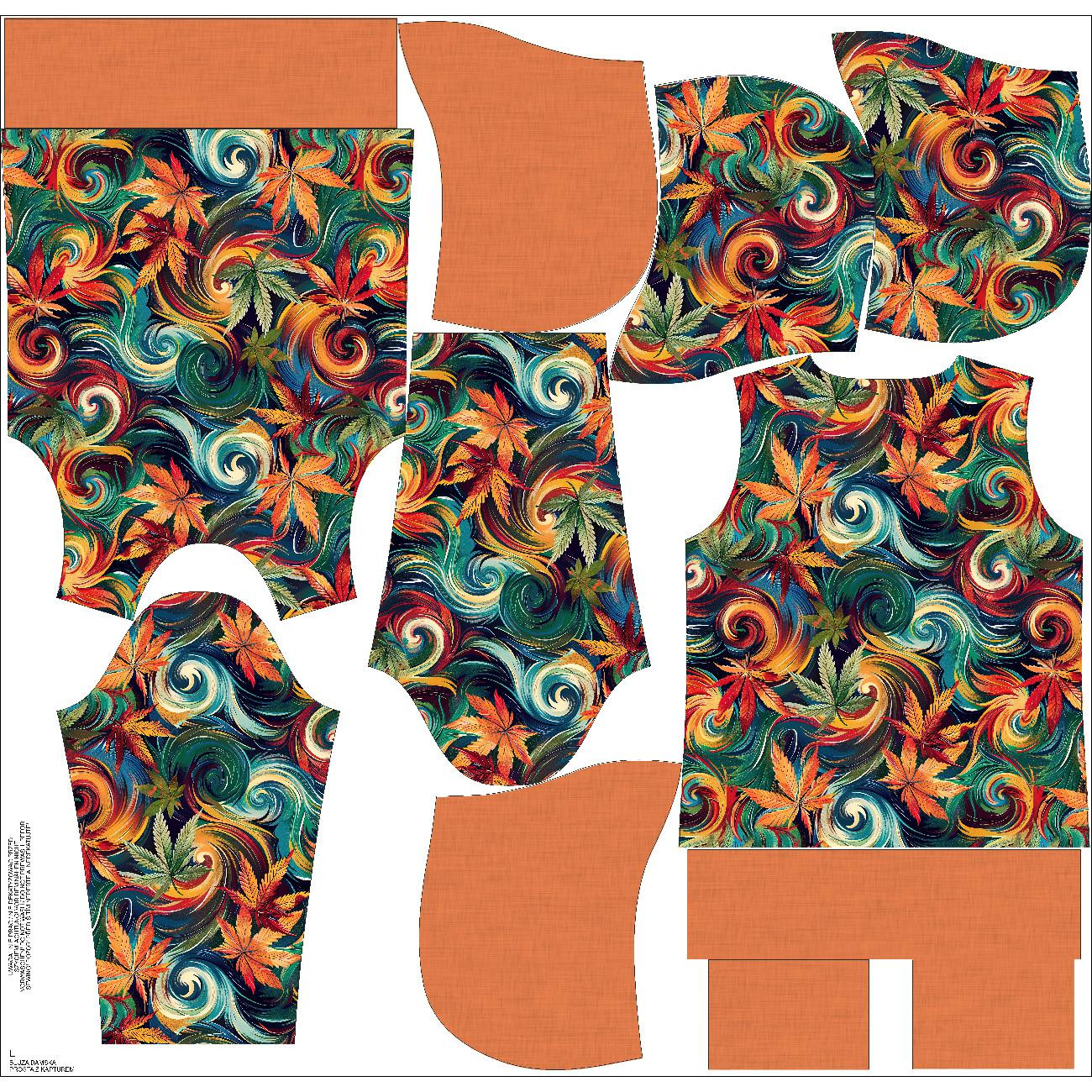 BLUZA DAMSKA (POLA) CLASSIC Z KAPTUREM - Hemp leaves WZ. 1 - zestaw do uszycia