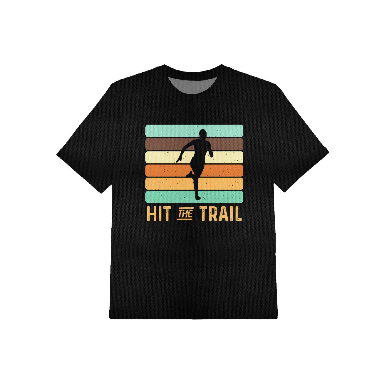 T-SHIRT SPORTOWY DZIECIĘCY - HIT THE TRAIL / czarny (140/146)