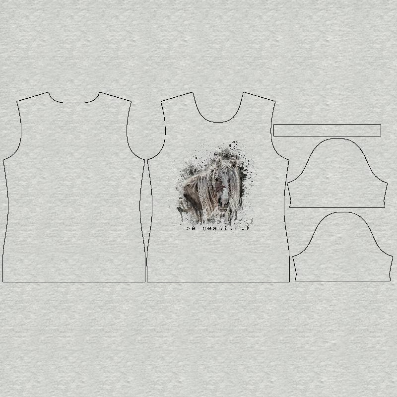 T-SHIRT DAMSKI - BE BEAUTIFUL (BE YOURSELF) / M-01 melanż jasnoszary - single jersey