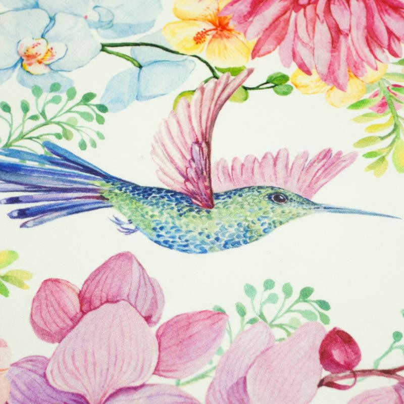 KOLIBRY I KWIATY - dresówka pętelkowa 